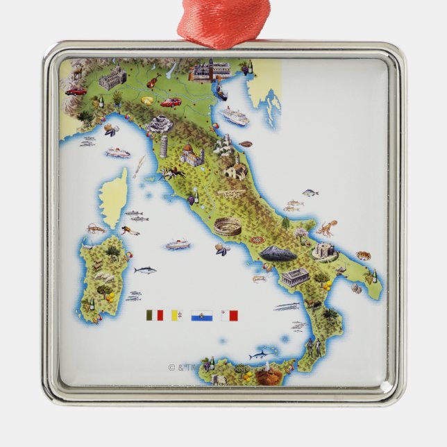 Ornement En Métal Carte de l'Italie (Devant)