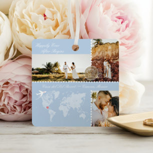 Ornement En Métal Carte de mariage de destination Pin Photo Collage