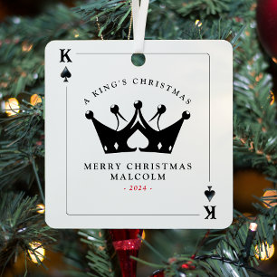 Ornement En Métal Carte de Poker King of Spades Casino Noël