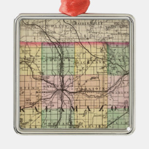 Ornement En Métal Carte du comté de Kalamazoo, Michigan
