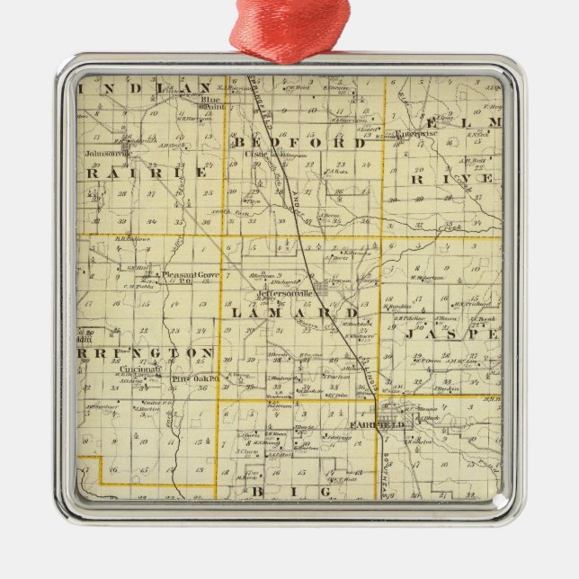 Ornement En Métal Carte du comté de Wayne (Devant)