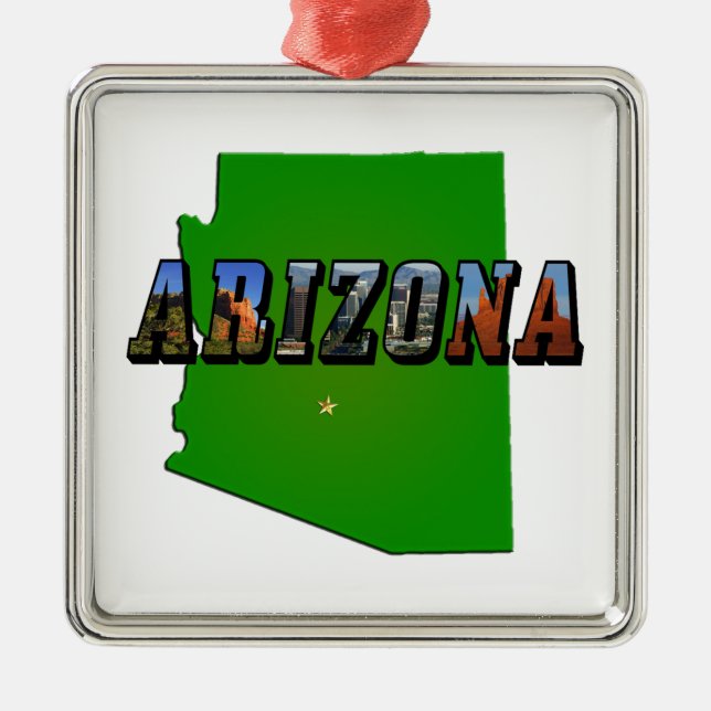 Ornement En Métal Carte et texte de l'image de l'Arizona (Devant)