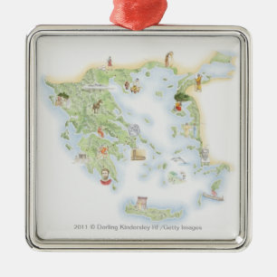 Ornement En Métal Carte illustrée de la Grèce antique