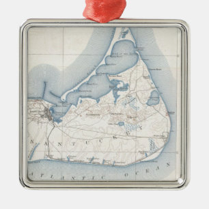 Ornement En Métal Carte Vintage de Nantucket (1919)