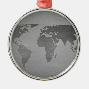 Ornement En Métal Carte vintage du monde noir et blanc