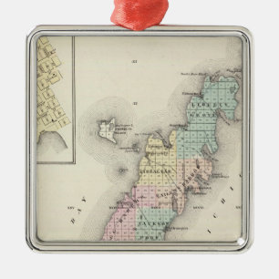 Ornement En Métal Cartes du comté de Door, baie d'esturgeon et de