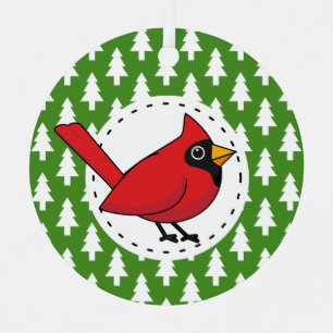 Ornement En Métal Cartoon Red Cardinal