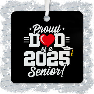 Ornement En Métal Catégorie de 2025 Graduation Fière Papa de Senior 