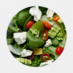 Ornement En Métal Célébration de la laitue   Drôle Pun de Noël Salad