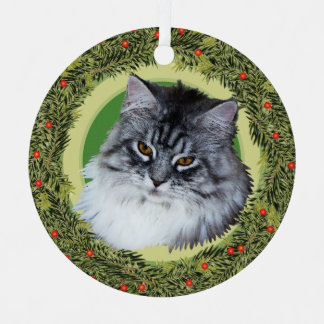 Ornement En Métal Chat à coon XMas Wreath Maine