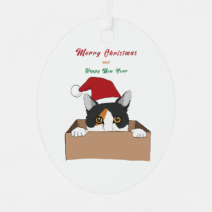 Ornement En Métal Chat dans la boîte Noël
