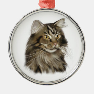 Ornement En Métal Chat de ragondin tigré noir du Maine