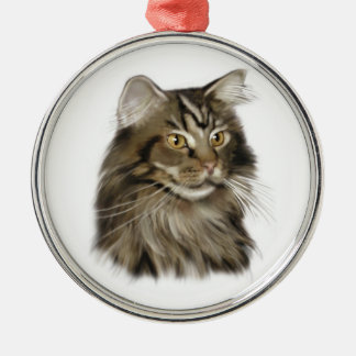 Ornement En Métal Chat de ragondin tigré noir du Maine