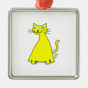 Ornement En Métal Chat gras jaune
