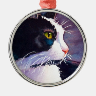 Ornement En Métal Chat Tuxedo Noir dans l'humeur orageuse