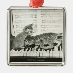 Ornement En Métal Chatons jouant le piano