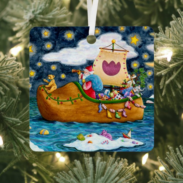 ORNEMENT EN MÉTAL CHAUSSURES NÉERLANDAISES PÈRE NOËL SHIP, ICEBERGS, (Insitu)