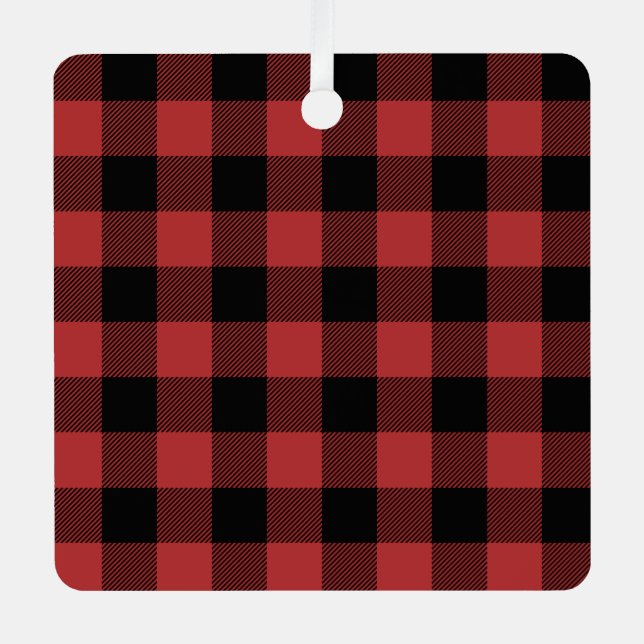 Ornement En Métal Chèque de Buffle Noir Rouge (Recto)