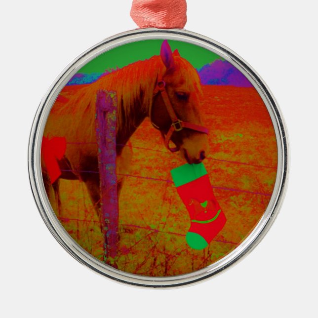 Ornement En Métal Cheval arc-en-ciel de Noël (Devant)