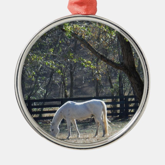 Ornement En Métal Cheval blanc dans les arbres (Devant)