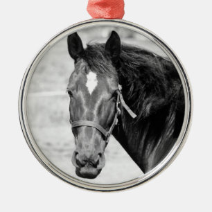 Ornement En Métal Cheval blanc noir