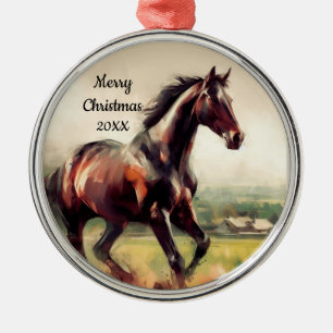 Ornement En Métal Cheval Brown de Noël Daté
