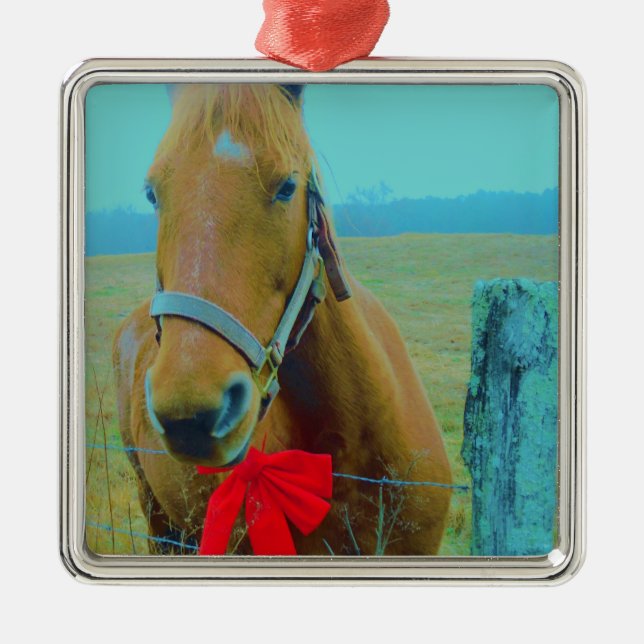 Ornement En Métal Cheval de Noël rétro (Devant)
