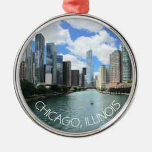 Ornement En Métal Chicago, Illinois Souvenir de Noël