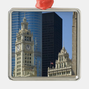 Ornement En Métal Chicago, Wrigley Building avec Trump Hotel &