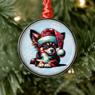 Ornement En Métal Chien de Papillon à Noël