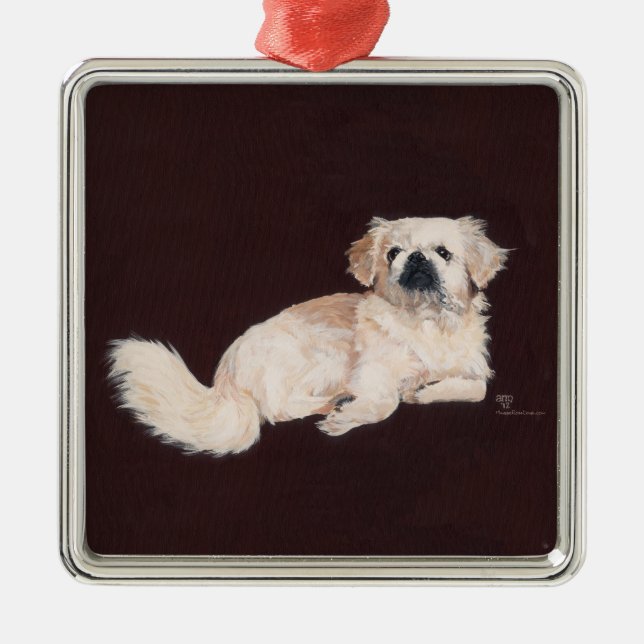 Ornement En Métal Chien pekingese blanc (Devant)