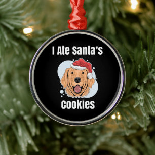 Ornement En Métal Chien Père Noël Golden Retriever