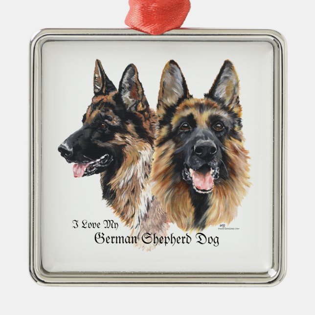 Ornement En Métal Chiens de berger allemands (Devant)