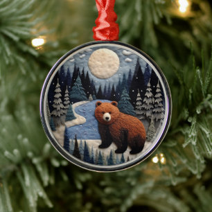 Ornement En Métal Chirstmas animal de l'ours 3D