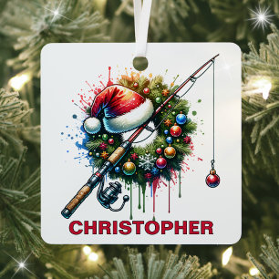 Ornement En Métal Christmas Fishing Loover Nom personnalisé