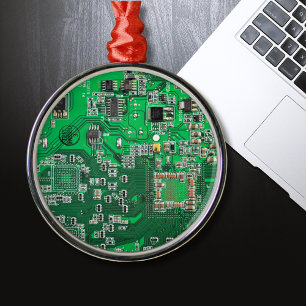 Ornement En Métal Circuit imprimé de geek informatique vert