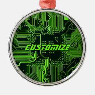 Ornement En Métal Circuit imprimé PCB Cyber Green personnalisé Tech