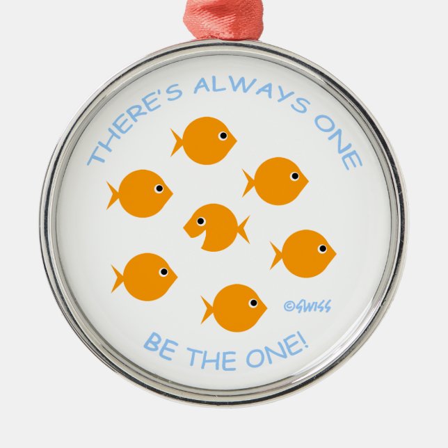 Ornement En Métal Citation de l'enseignant inspirant Cute Goldfish C (Devant)