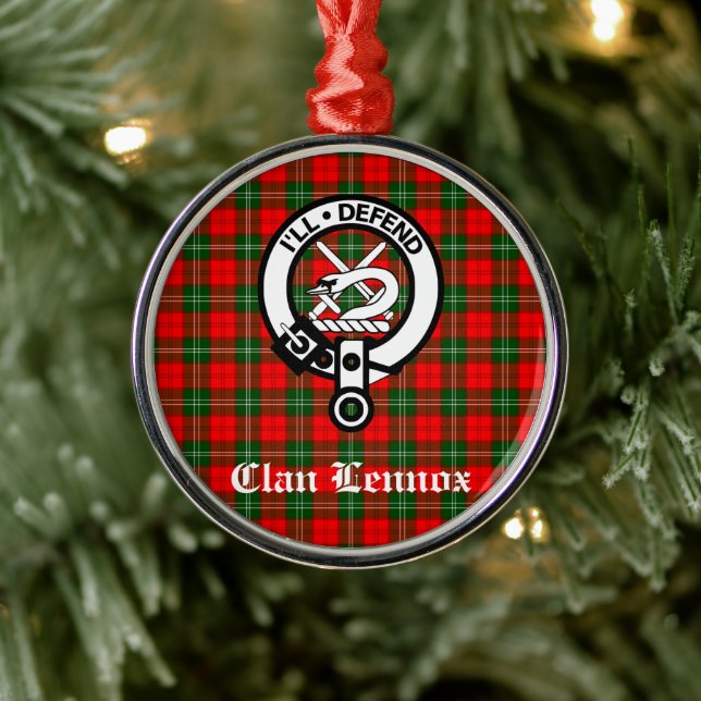 Ornement En Métal Clan Lennox Crest Badge & Tartan (Arbre)