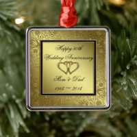 Classic Golden Mariage Anniversaire Carré Ornament