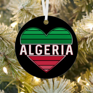 Ornement En Métal Coeur algérien, J'aime l'Algérie