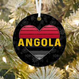 Ornement En Métal Coeur angolais, I Love Angola Christmas