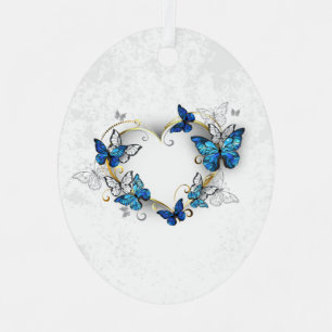 Ornement En Métal Coeur bijoux avec papillons Morpho