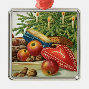 Ornement En Métal Coeur de Noël Vintage