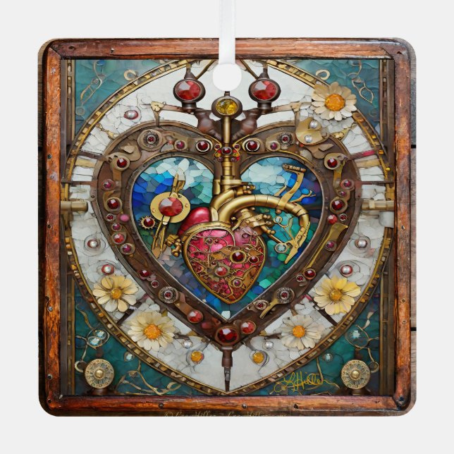 Ornement En Métal Coeur mécanique série anatomique Steampunk (Recto)