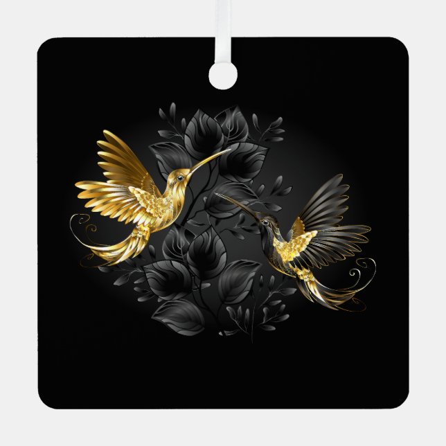 Ornement En Métal Colibri noir et or (Recto)