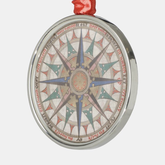 Ornement En Métal Compas nautique historique (1543) (Gauche)