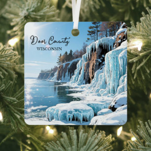 Ornement En Métal Comté de Door Wisconsin Poème d'hiver Noël