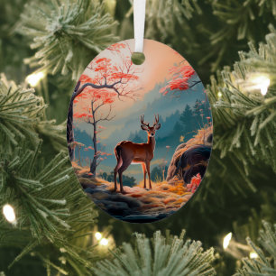 Ornement En Métal Conception de scène forestière enchantée avec cerf