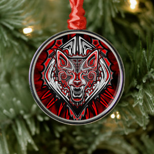 Ornement En Métal Conception de totem tribal Haida Loup